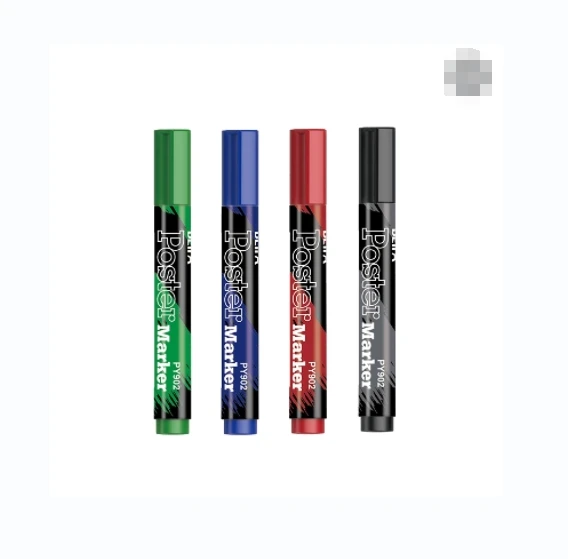 BEIFA PY902 Chisel Tip  Color Box Packaging 4colors Permanent Ink Black Blue Red Green Paper Customizable Permanent Marker