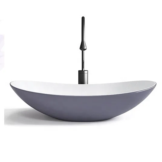 Boat Shaped Bowl Artistic Coloured All in One Italian Commercial Bathroom Sink and Countertop