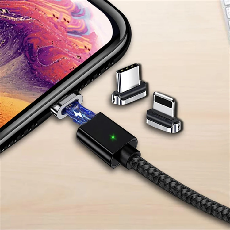 
Nylon Braid 33Ft 3A Flat Magnetic USB Charging Data Cable 3 in 1 Magnet Charger Cable For IOS Type C Micro USB 