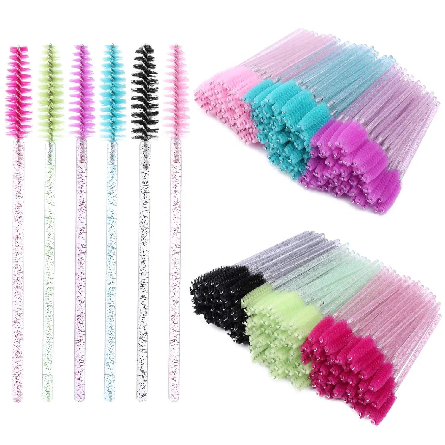 Pink Glitter Wands Red Lash Rhinestone Applicator Custom Mascara Cheap Diamond Disposable Eyelash Brush
