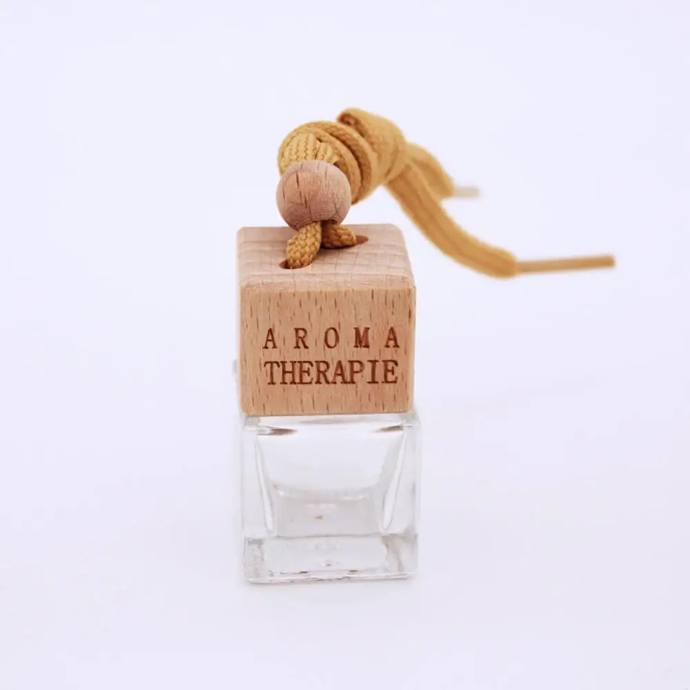 5ml 8ml clear color Square wooden Hang rope cover Diffuser car perfume bottle
