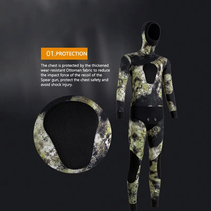 2023 oem высококачественный утолщенный эластичный неопреновый CR 5 мм термозащитный гидрокостюм для подводной охоты