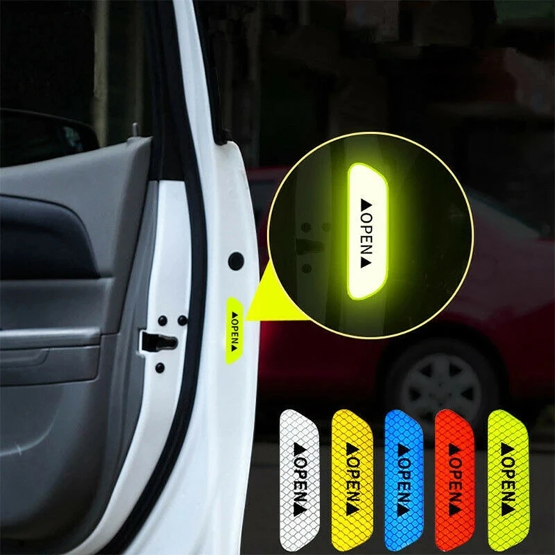 Have Stock 4Pcs car door sticker car with reflective warning tape to open the reflective sticker