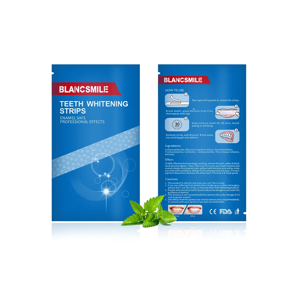 Hot Selling 14 Pairs Teeth Whitening Strips Raspberry Residue Free 6% HP PAP Gel Stirp Private Logo