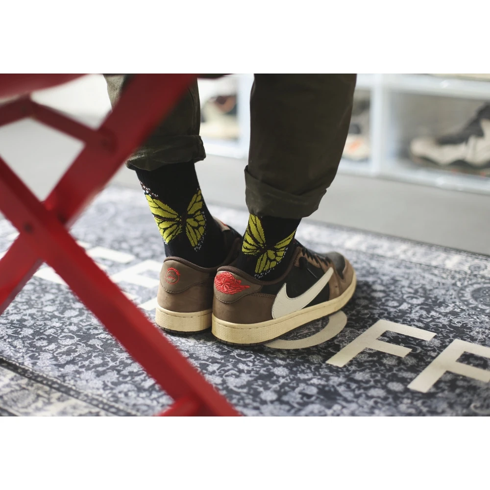 Palm Butterfly Women Socks Angel Cotton Street Sports Socks Men Crew Socks