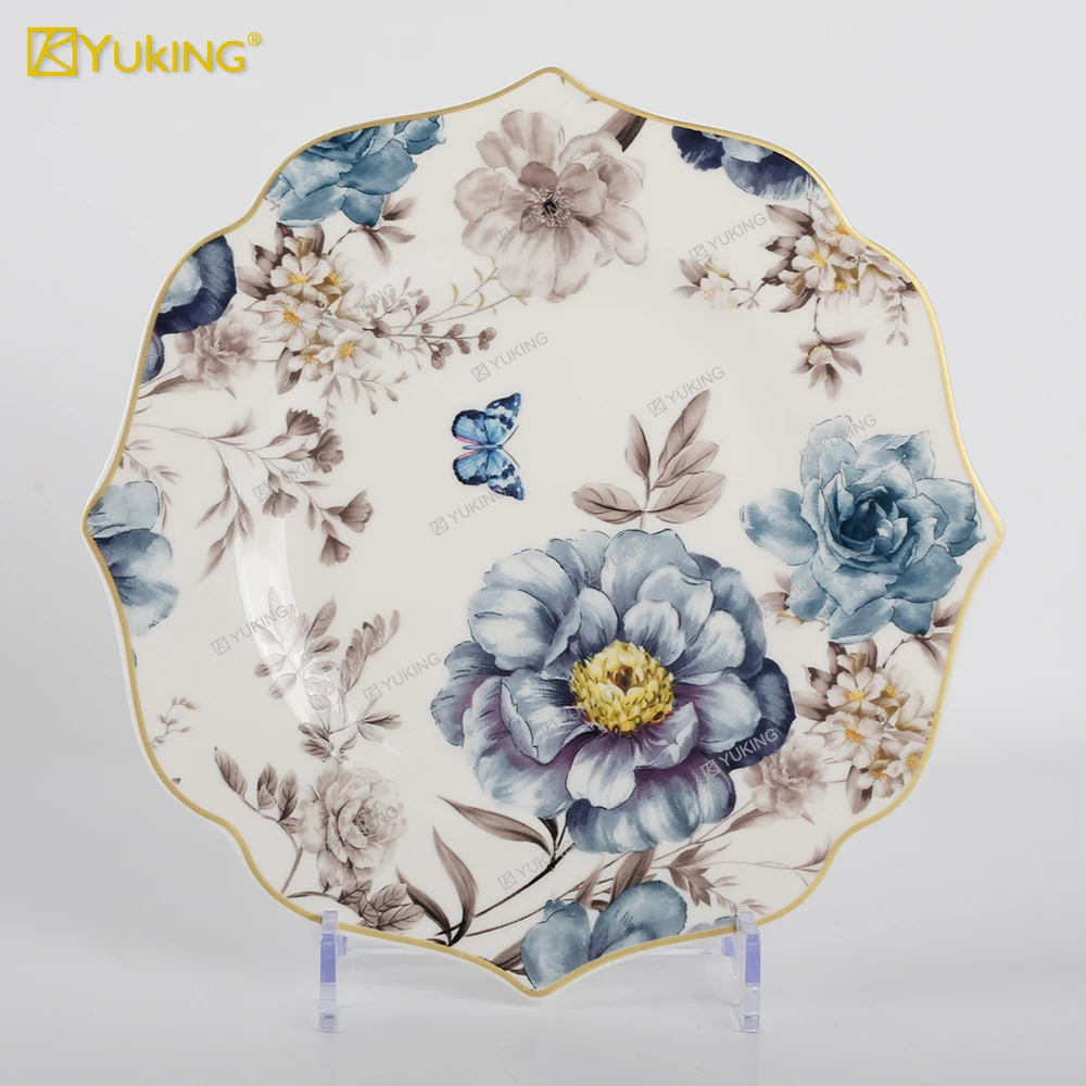 Manufacturer Wholesale 16 pcs Customized Embossed Tableware Applique Tableware Ceramic Dinner Plate Sets
