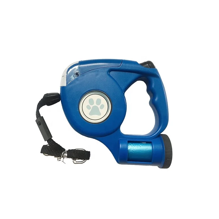 Automatic Retractable Leash 4.5M LED Flashlight Pet Dog Leash Lead with Garbage Bag