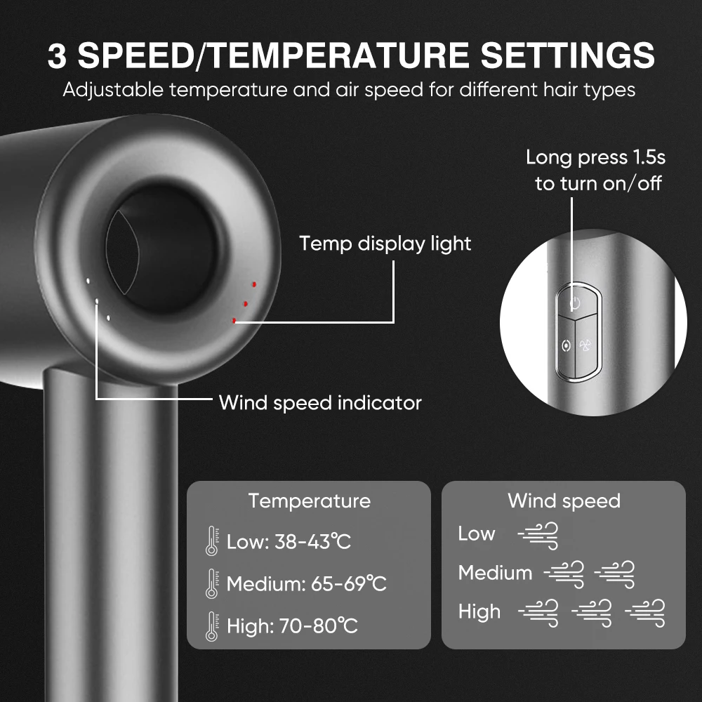 Fast Drying Blow Hairdryer Secador De Cabello  Professional Powerful Hair Dryer with Diffuser Negative High Speed Hair Dryer