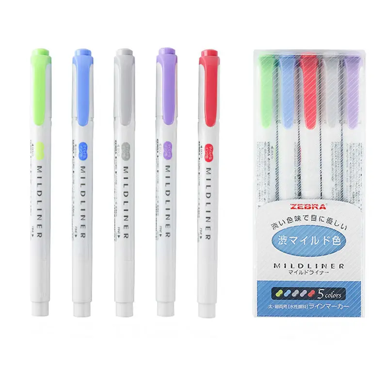  5 шт./компл. Zebra Mildliner двухсторонний хайлайтер ручка с крючком милый художественный маркер японские