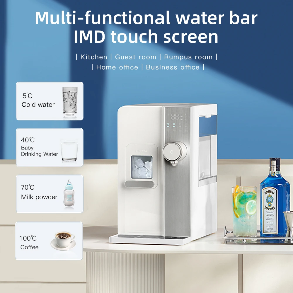 Household Desktop Compact Ice-making Water Drinking Dispenser Touch Screen with Instant Hot and Cold Water Temperature Setting