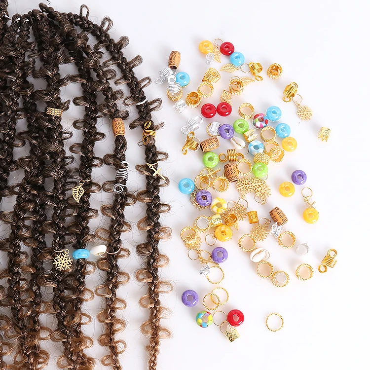 Gold Loc Jewelry Dreadlock Braid Hair Cuffs Wooden Hair Beads Jewelry For Braids African Accessories Beads For Kids Braids