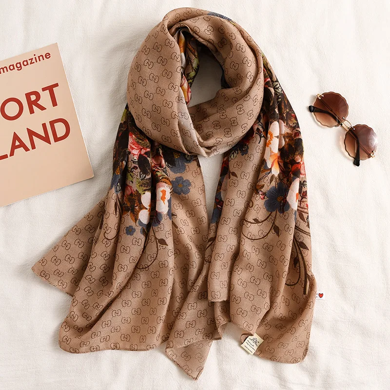 Оптовая продажа, Новое поступление 2020, роскошная женская шаль из хлопка премиум-класса с принтом, хиджабы из вискозы, шарф в стиле знаменитого дизайнера