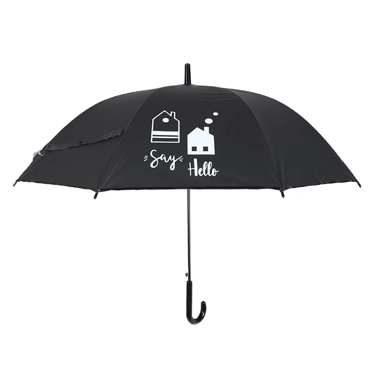 promotional custom logo design print black EVA cheap kids stick rainy outdoor umbrella