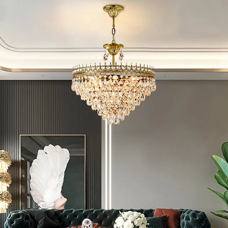 Postmodern Gold Crystal Chandelier Light Indoor Round LED Hanging Lamp Style Cheap Nordic Modern Crystal Chandelier