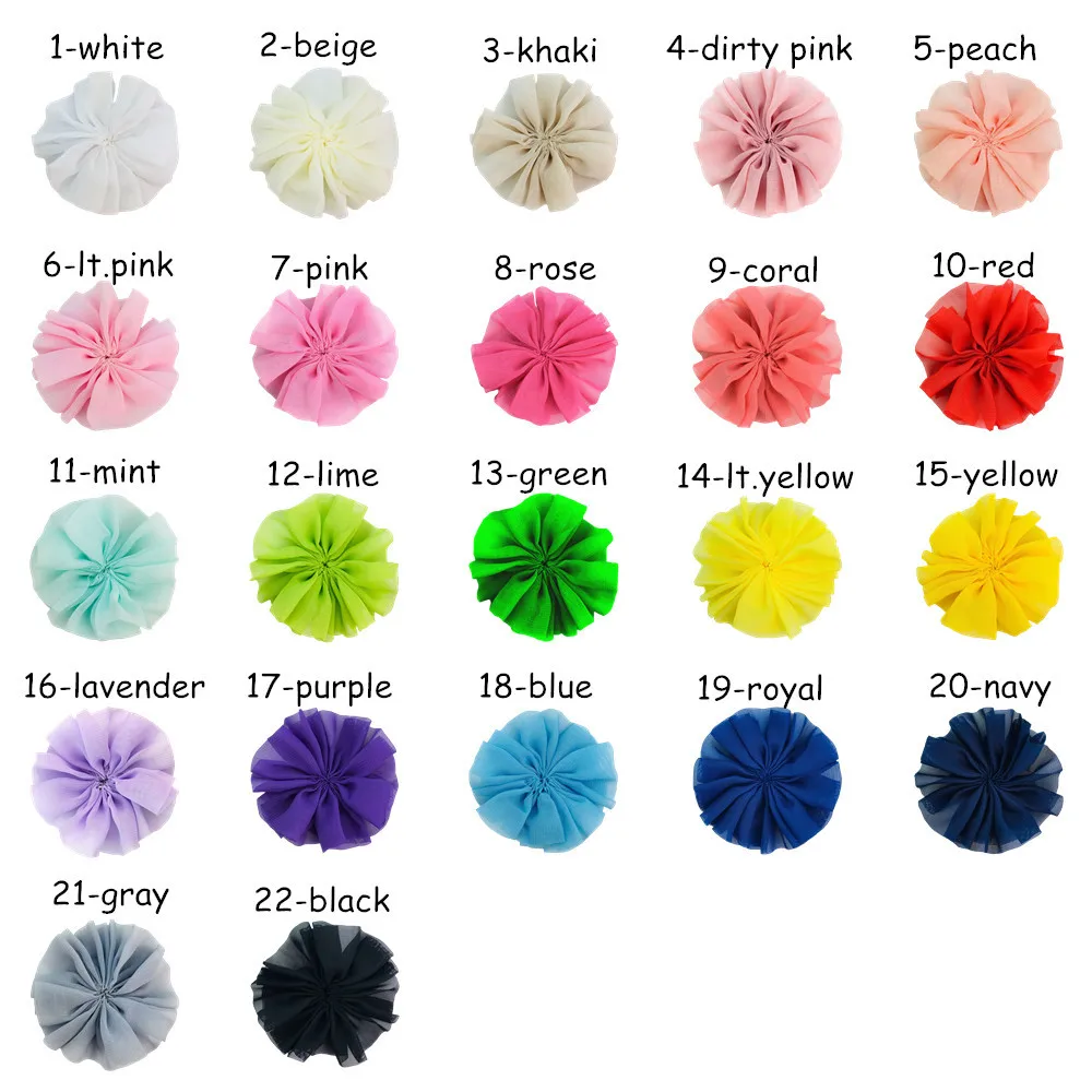 2024 7cm Chiffon Pleated Cloth Flower for Hairpin Hair Band Pet and Cat Dog Clothing Accessories Decorations
