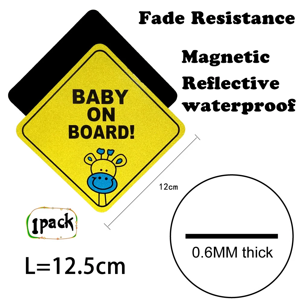 Maglory Custom Baby On Board Magnet for Car Baby Safety Warning Decal Magnetic Vehicle Car Sticker Reflective Sign