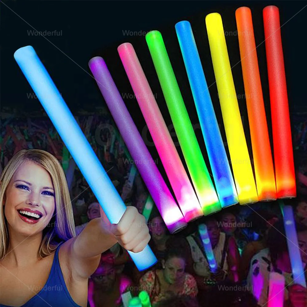 18inch Colorful Flashing LED Foam Glow Sticks Party Supplies for Wedding Concerts and Parties-Fun Party Favors