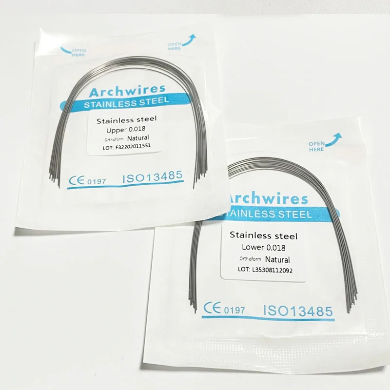 10pcs/pack Dental Orthodontic Stainless Steel Round/Rectangular Wire Natural Form Dentist Material Dental Arch Wire