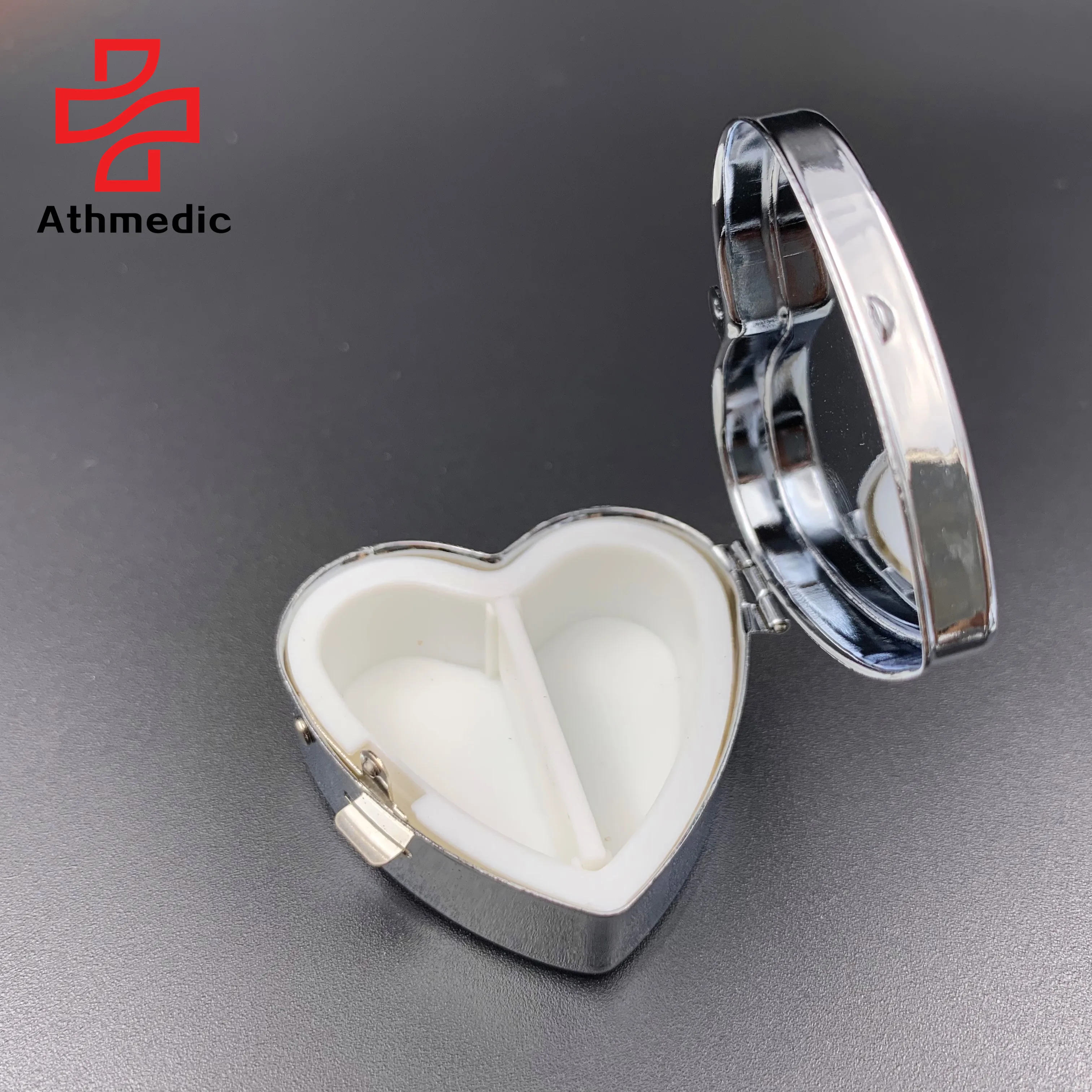 2022 Athmedic food grade 3 case round circle mirror jewelry promotional mirror decorate metal pill case box