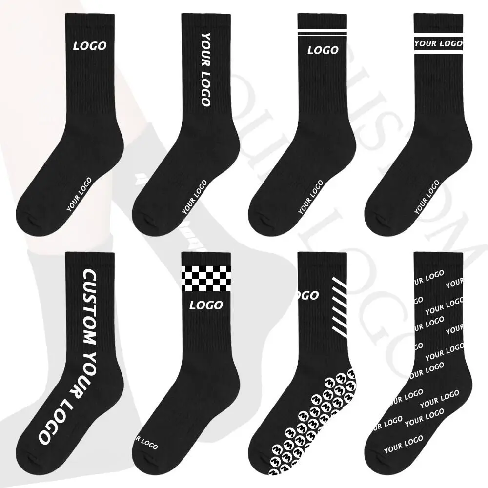 tennis athletic white breathable compression thick Cushion Sport Crew custom logo socks