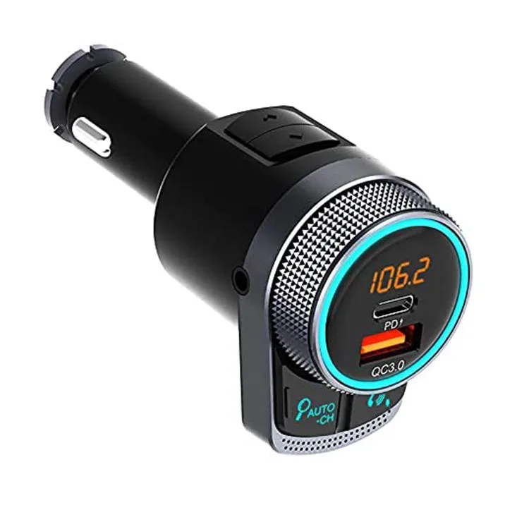 FM Transmitter Auto Scan FM USB QC3.0 PD Type C Fast Charging Car Charger Wireless 5.0 Handsfree Car FM Modulator