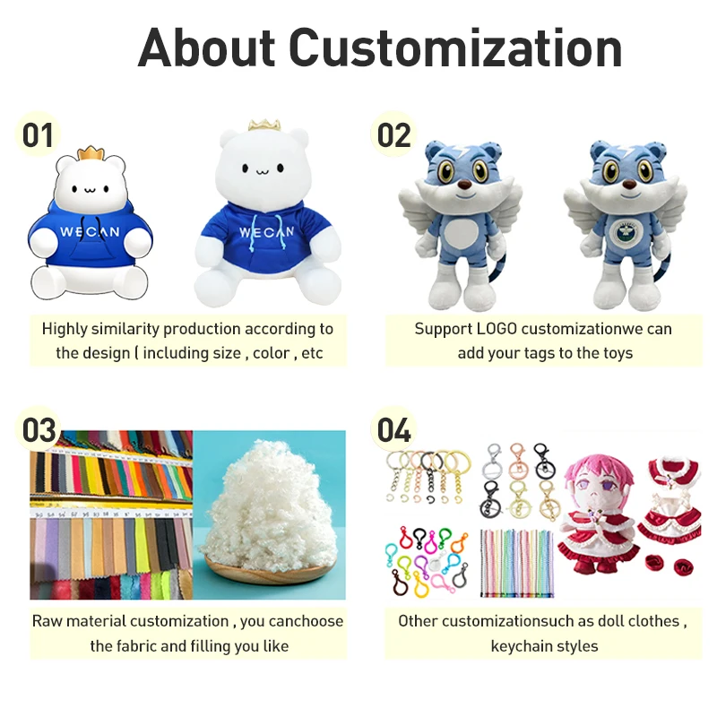 TUGE Custom Plush Toys Soft Doll Custom Plush Toy Maker Anime Stuffed Animal Customized Teddy Bears Wholesale Unisex PP Cotton