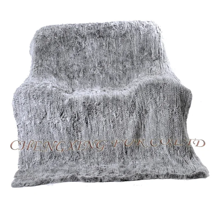 CX-D-92C Classic European and American Plush Genuine Rex Rabbit Fur Blanket