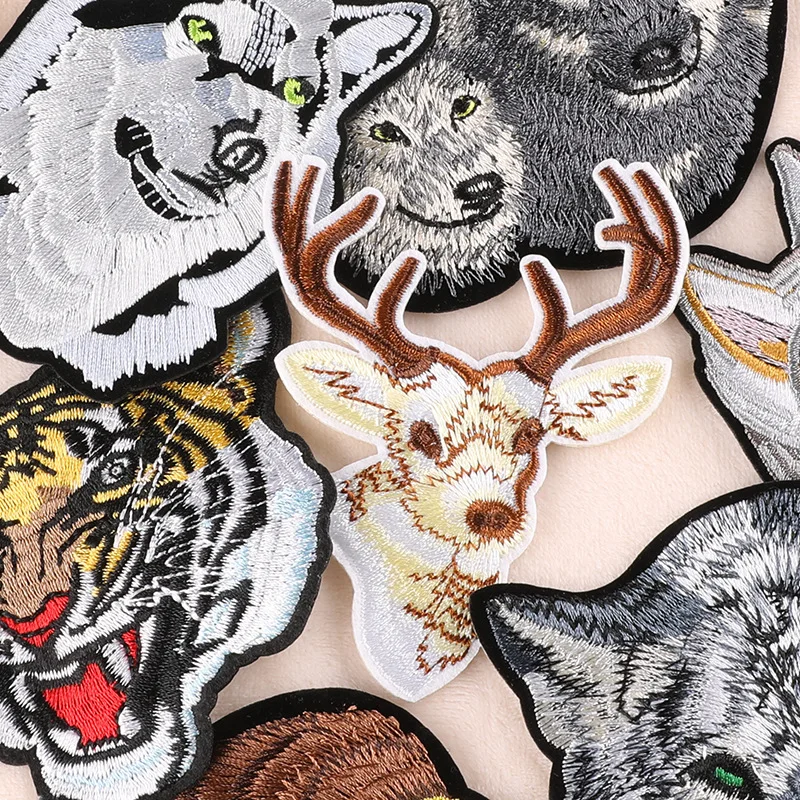 Top Quality Factory Price Custom Animal Tiger Patch Full Embroidered Woven Patch Bear Wolf Eagle Patches