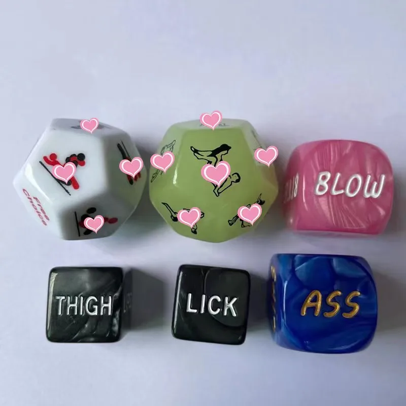6 in set fun dice Luminous English Letter Carved Funny Couple Dice Erotic Posture Love Dice Sex position Sex Toys