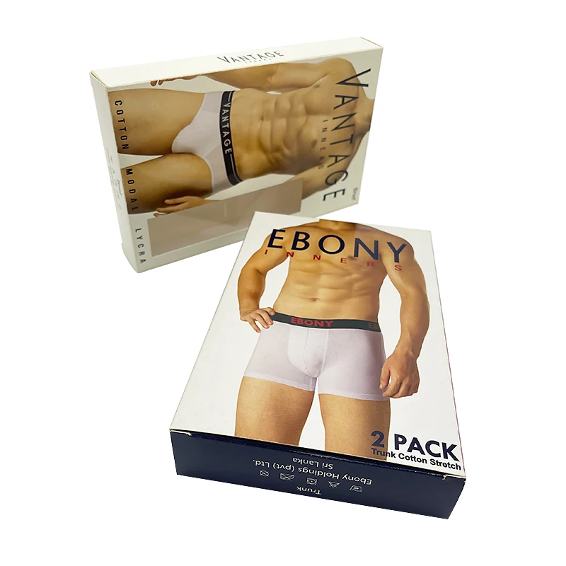 Custom Logo Printed Empty Clothing T-shirt Underwear Gift Boxes Shorts Briefs Paper Box Folding Packaging Box
