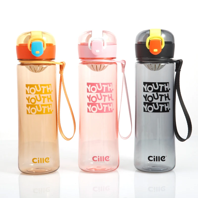 Hot sale 500ml food grade easy clean straw leakage-proof fruit infuser pink water bottle with lid