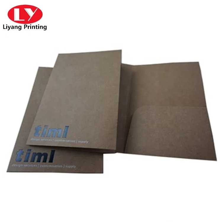 Пользовательская переработанная крафт-бумага, персонализированная папка для документов A5 A4 A3 с черным тиснением