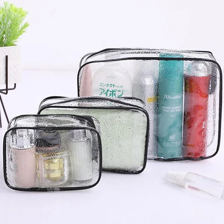 Custom logo waterproof toiletry bags make up bag transparent clear pvc cosmetic makeup pouch bag with zipper
