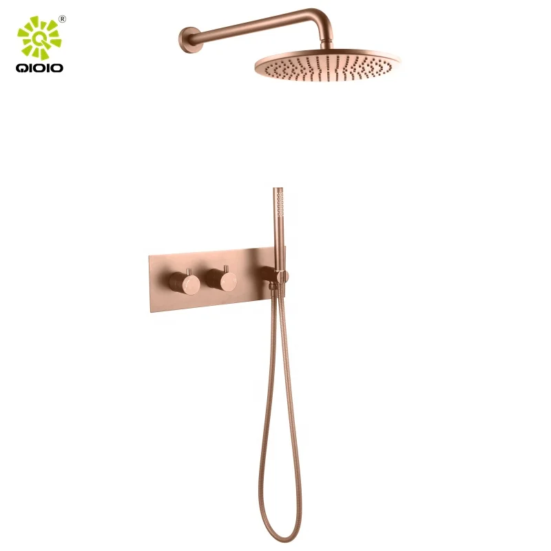 304 Stainless stain Brushed gold Bathroom hot & cold mixer in wall shower system  bath & shower faucets