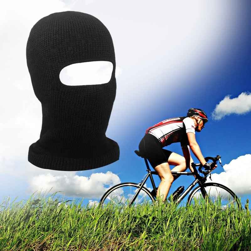 Unisex Winter hats Knitted One Hole Ski Mask Beanies Cycling Windproof Helmet Lining Full Face Cap Neck Warmer
