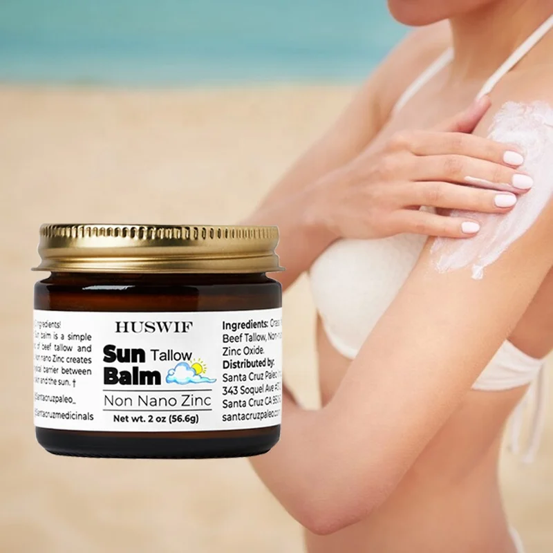 Custom Logo Spf50 UVA UVB Broad Spectrum Sunscreen Butter Non-Nano Zinc 100% Grass Fed Tallow Sunscreen Balm