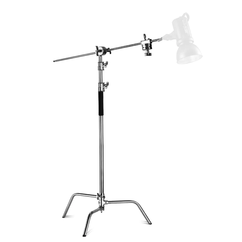 Adjustable Lights Heavy Duty Stainless Steel 250CM Light Stand + Boom Arm C Stand + Wheel Load Bearing 25KG for Flash