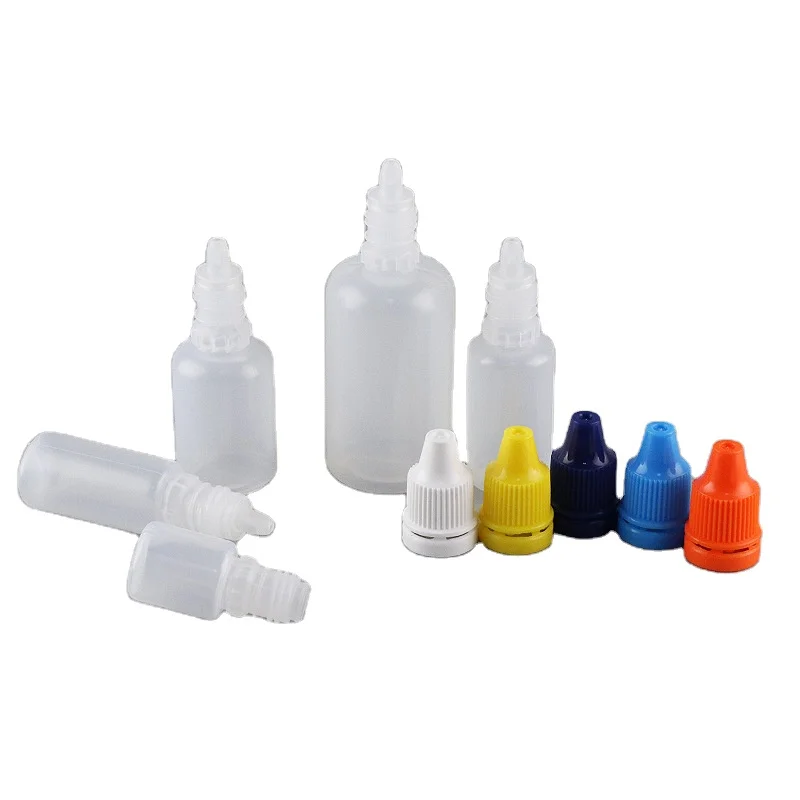 3 5 10 15 20 25 30 50 60 100 120ml round HDPE eye drop bottles with inner dropper
