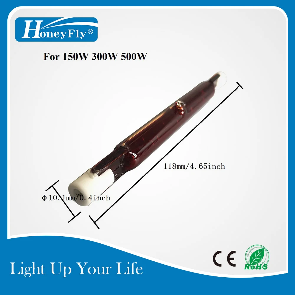 HoneyFly ик галогенная лампа J118 150 Вт 300 500 110 В/220 В нагреватель одинарная спиральная Рубиновая кварцевая трубка нагрев