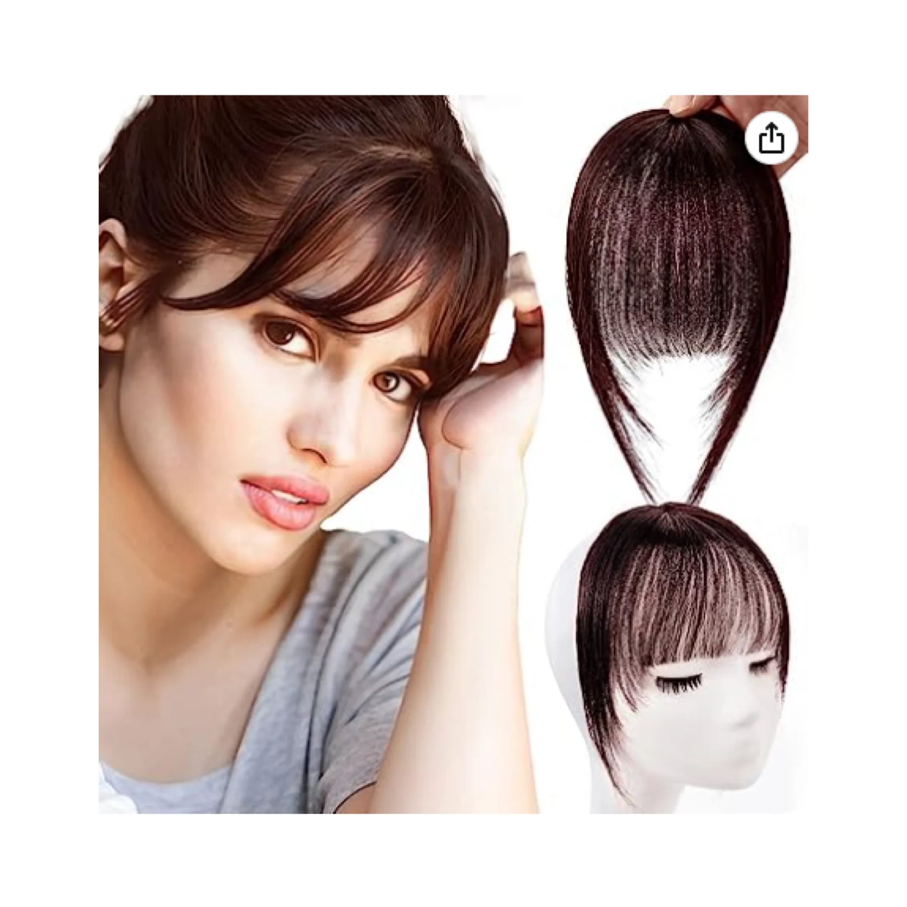 In Hair Extensions Real Human Hair 100% HumanWispy Bang Hair Hairextensions s Fringe With Temples Hairpieces Air Bangs Dark Bro
