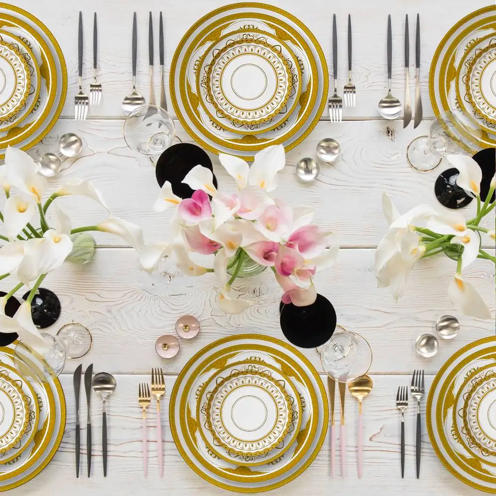 Factory Direct Sales Wholesale Price White Body Porcelain Tableware Rimmed