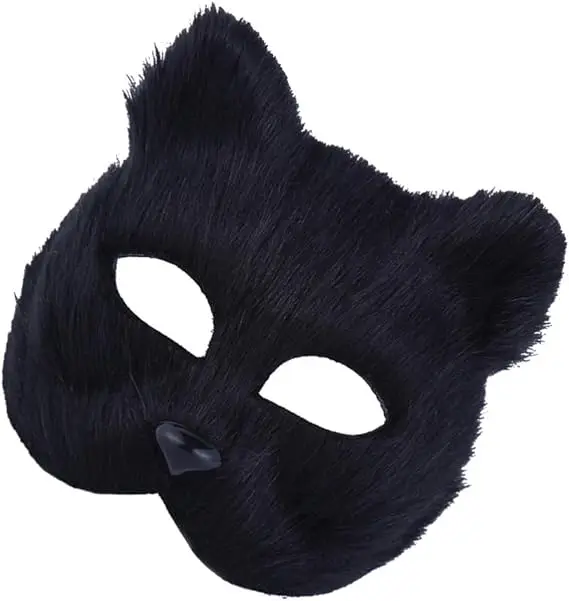 Halloween Half Fox Mask Animal Plush Mask Cosplay Animal Mask for Carnival Masquerade Costume Props