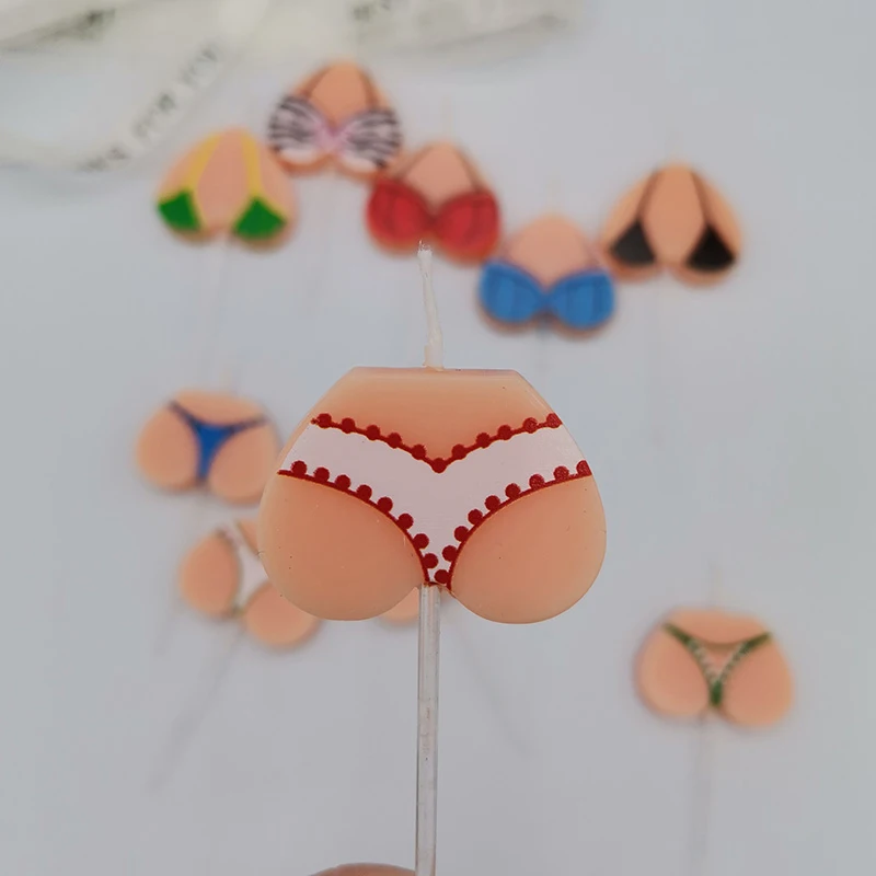 Wholesale Decorative birthday candles printed with Bikini sexy design  colorful cake candles For Parties