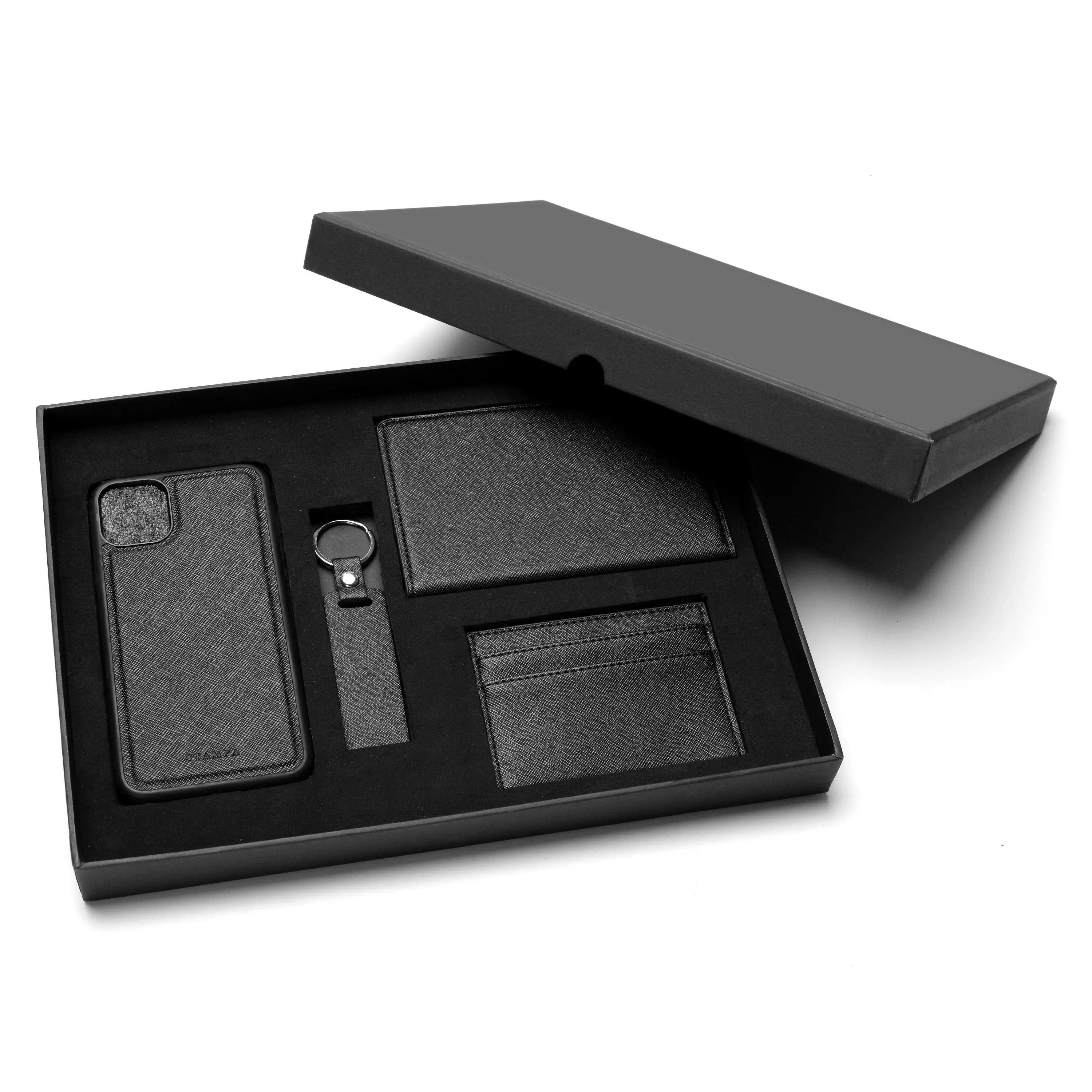 Direct Sales Leather Travel Tags Gift Set Card Holders Gift Set Leather Belt Wallet Gift Set