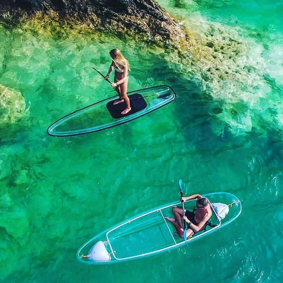 SUP paddle board Ocean Surfing paddle board on sale crystal PC Transparent stand up Kayak family water sport