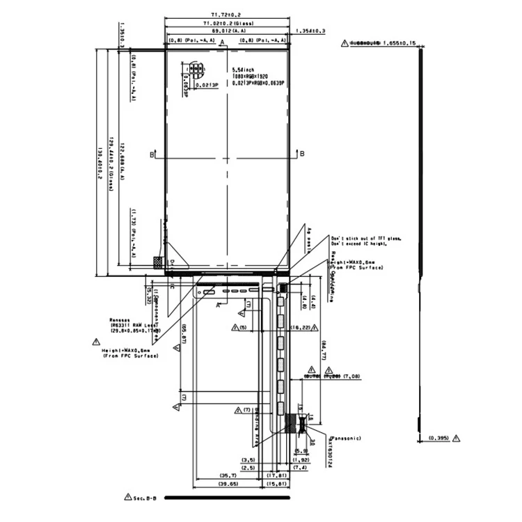5.5 Inch HD-MI to MIPI Driver Board LS055T1SX011080x1920 LCD Panel Raspberry Pi Display Screen
