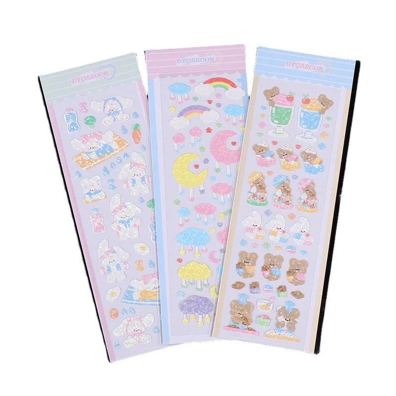 Wholesale K-pop custom printing  Lovely Journal Decoration holographic vinyl custom die cut sticker sheet