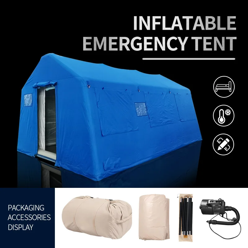 Large Blue GRP Structure Rescue Tent Disaster Relief Tent Safety Professional  Inflatable Emergency Refugee Medical Tent Shelter