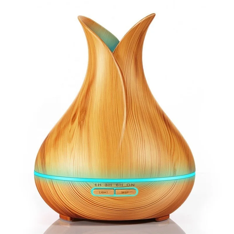 Factory Top Seller Ultrasonic Aroma Diffuser 500ml Vase Wood Grain Air Humidifiers