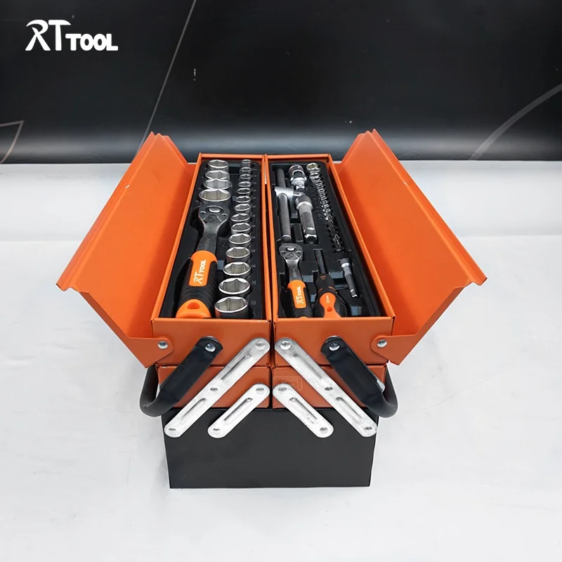 3 Tiers Cantilever Tool Box Portable Toolbox Steel Chest Hand Tools Organizer Metal